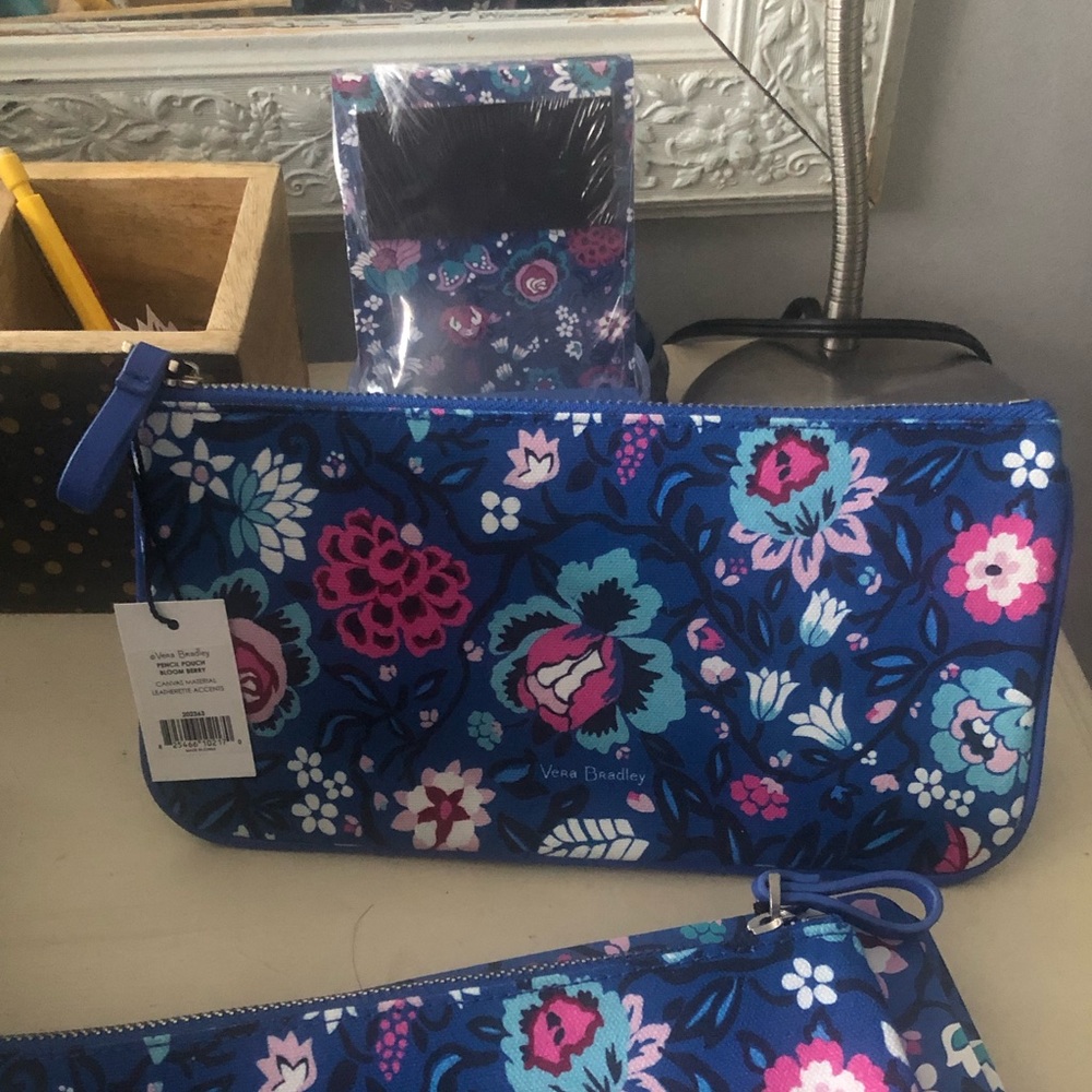 Vera Bradley Zip Canvas Pencil Pouch pouch and Composition Notebook Bundle